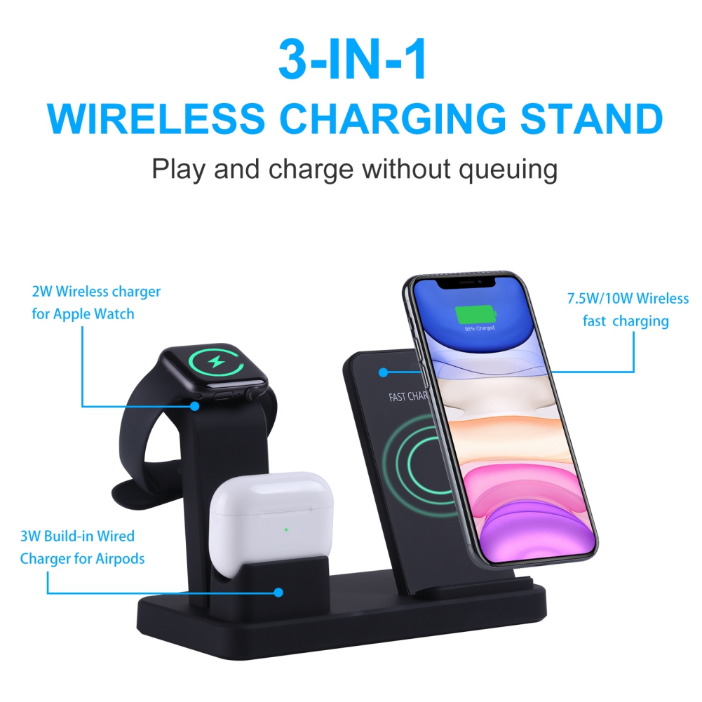 Air station pod. 3 In 1 Wireless Charger. 3in1 fast Wireless Charger. Detachable 3 in 1 Wireless Charger. Беспроводная зарядка подставка для телефона.