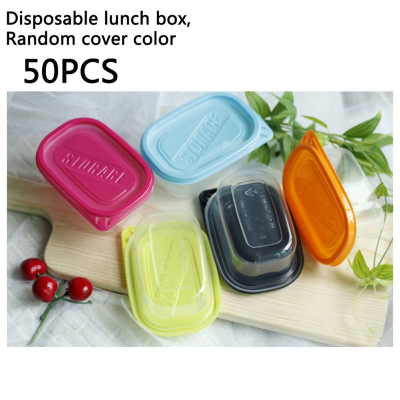 50pcs Disposable Lunch Box Cake Packaging Boxes Plastic Food