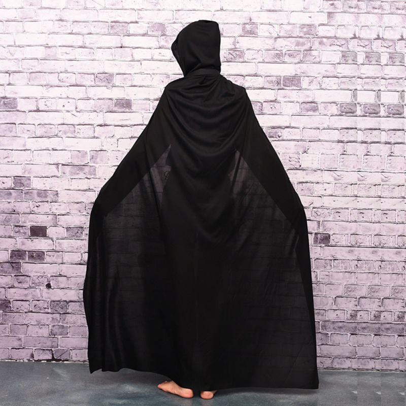 VGLOOKO Unisex Full Length Hooded Cloak Costume Party Cape Wedding Cape Black