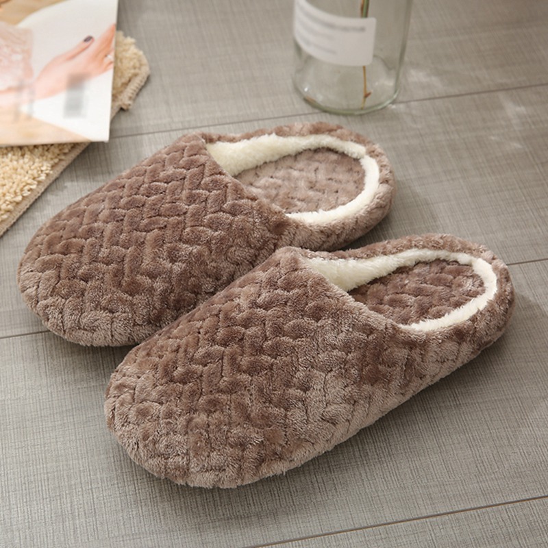 Women Indoor Slipper Faux Fur Plush Non-slip Shoes Solid Warm Home Soft Basic