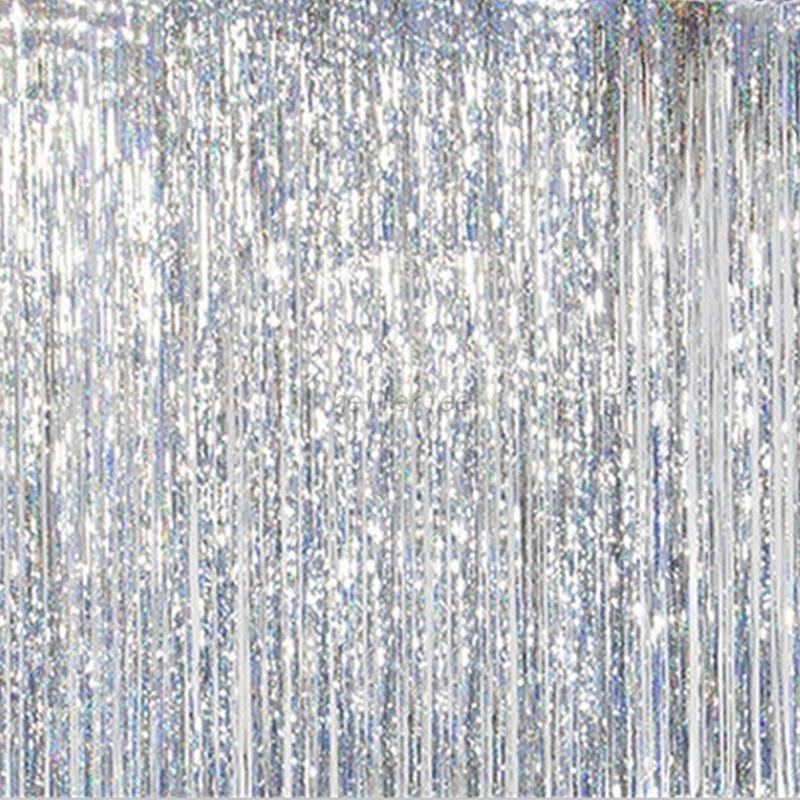 Metallic Shimmer Fringe Curtain Party Wedding Foil Tinsel Home Room Metallic Shimmer Fringe Curtain Party Wedding Foil Tinsel